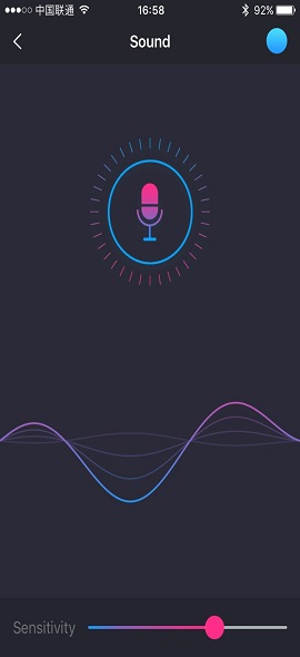 Zrzut ekranu aplikacji Lovense Remote Aktywowany dźwiękiem.
